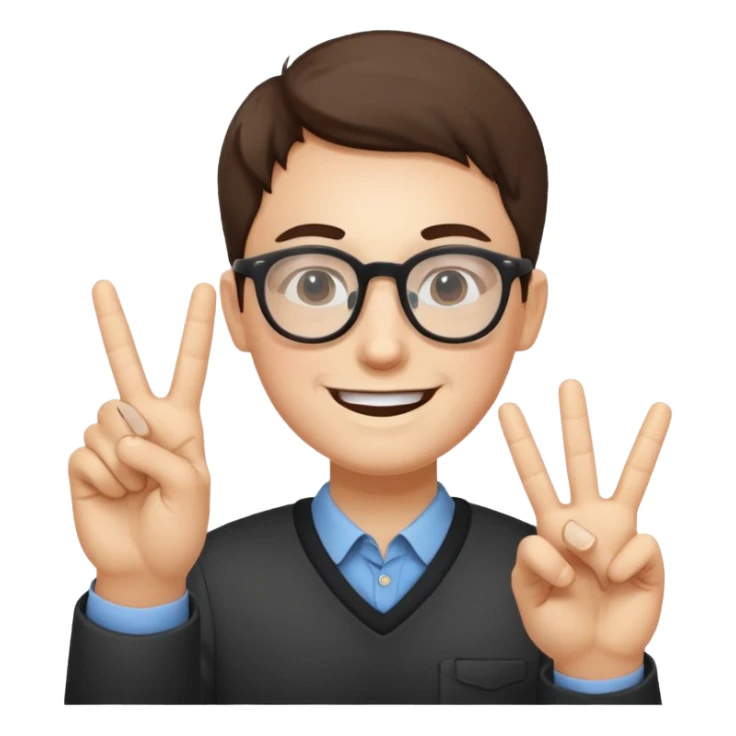 Smile face with glasses and peace sign sticker