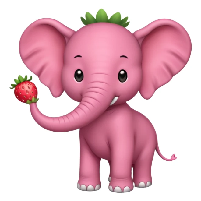 Cute elephant with long tusks and trunk wearing strawberry costume sticker
