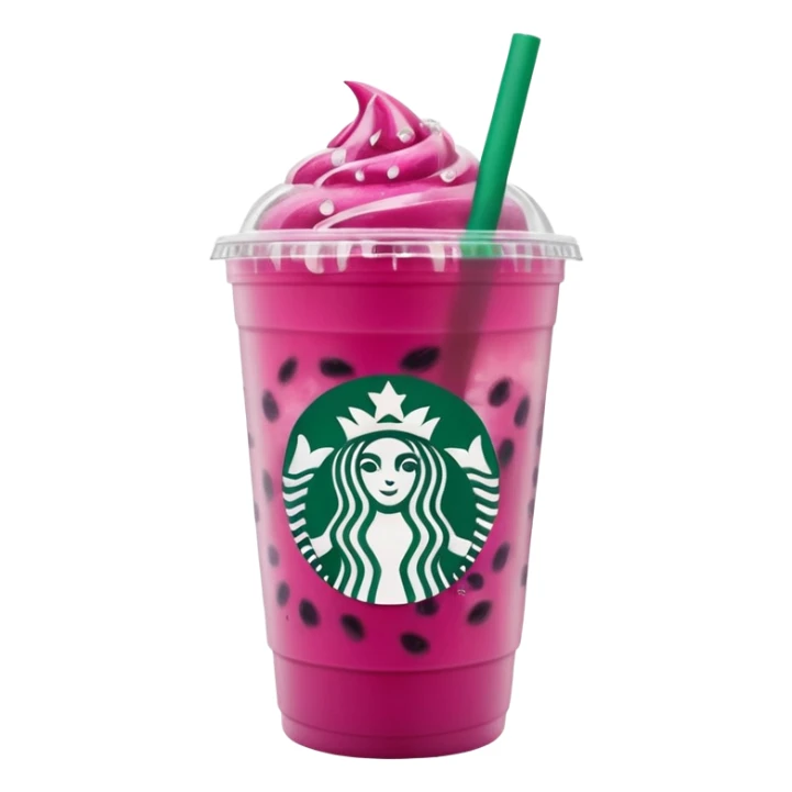 Starbucks dark pink dragonfruit refresher. white opaque lid. starbucks logo. sticker
