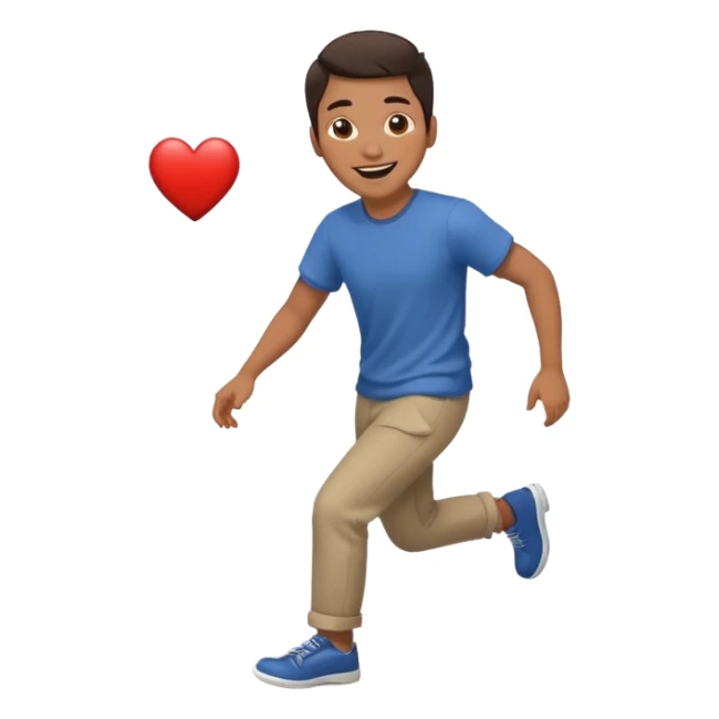 asian man tripping on sidewalk with heart eyes sticker