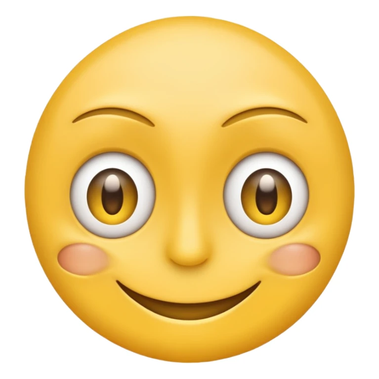 Standard yellow smile emoji but with both eyes looking in different directions. Deadpan no smile sticker