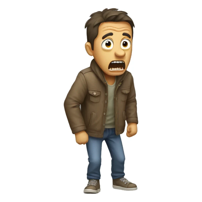 Man with ragged clothes yelling in horror sticker