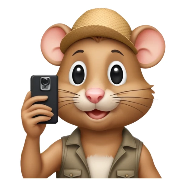 Rat tourist taking selfie in front of Eiffel Tower sticker