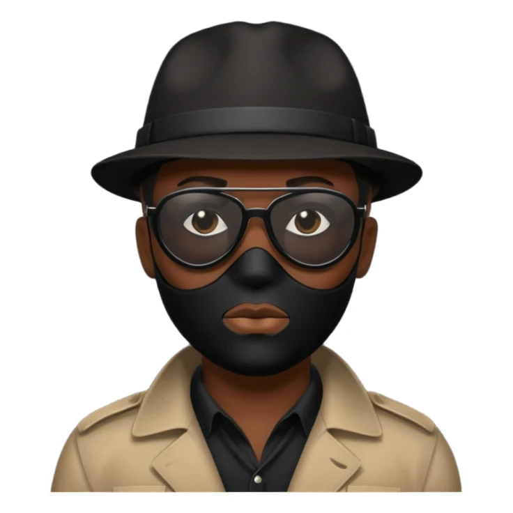 Siyah gözlük ve maske takan siyah dedektif sticker