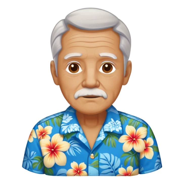 old man with hawai blue floweral shirt  sticker