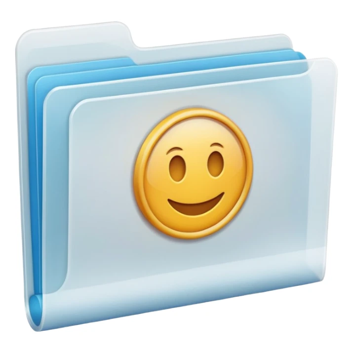 A **simple emoji-style icon** of a **transparent white plastic folder**, minimal and clean, with **rounded corners**, subtle translucency, soft shading, and a **small Concert arena symbol** on the front.
 sticker