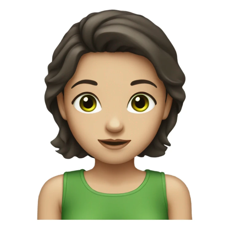 girl with dark brown hair and green eyes sticker