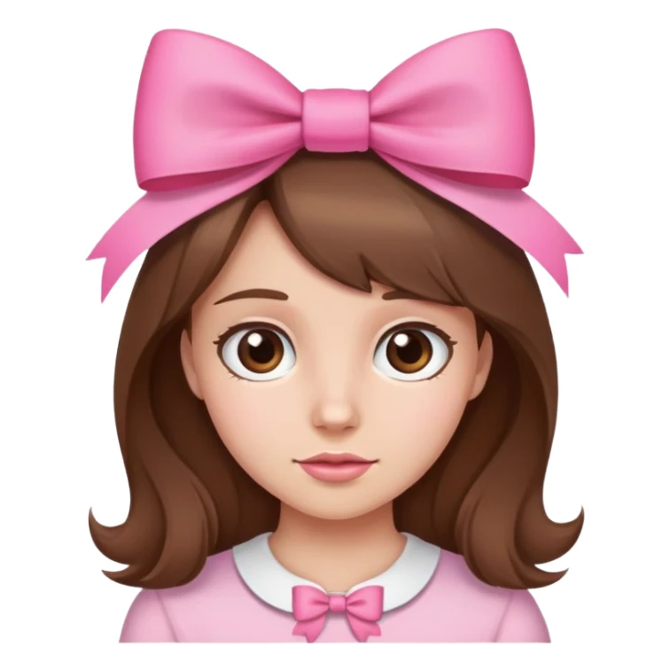 Brown haired girl wearing pink bow sticker