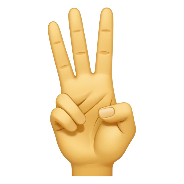 minimalist peace sign hand emoji, yellow, cartoon, two fingers sticker