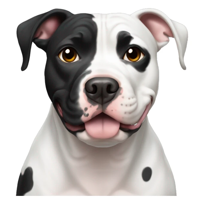 A black and white splotched pit bull sticker