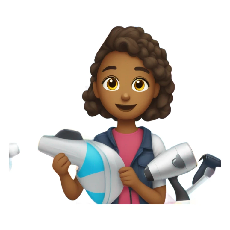 girl dries sail with hair dryer sticker