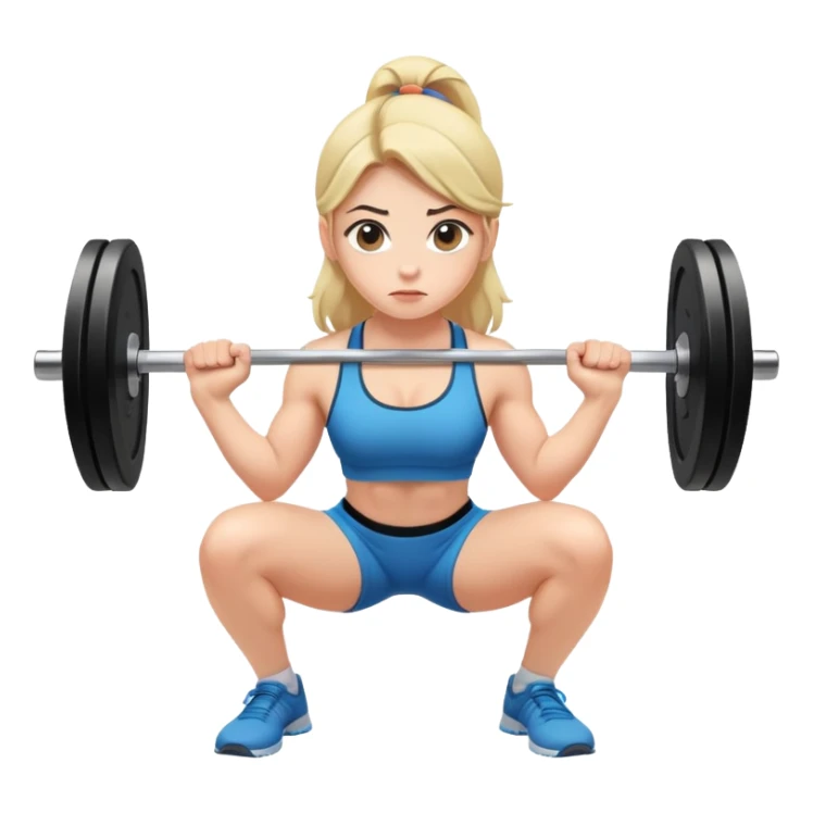 The girl squats with a barbell, it's hard for her sticker