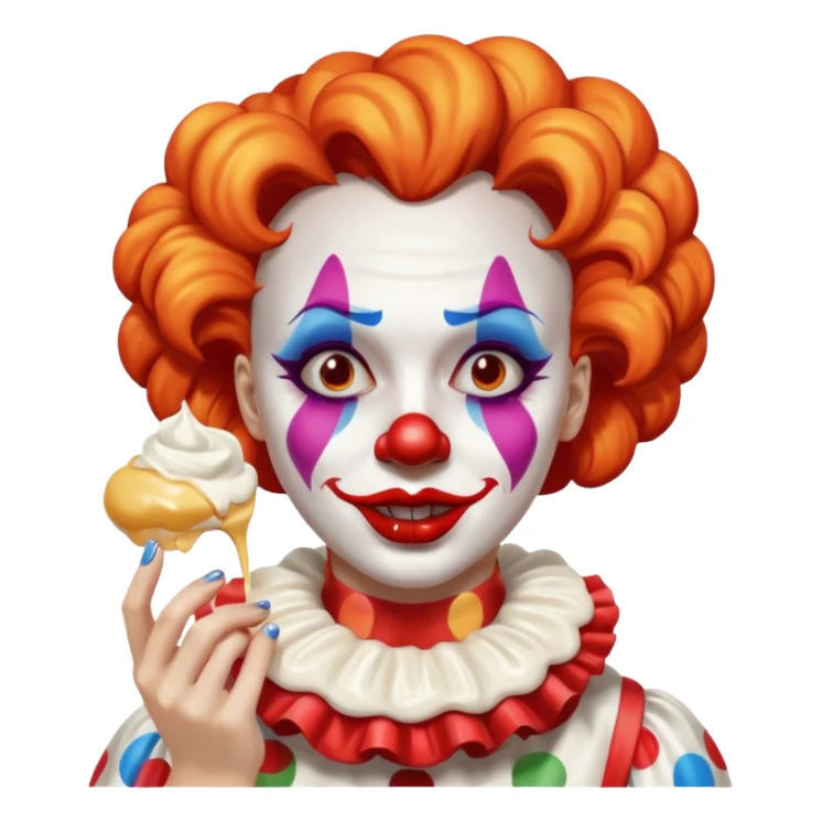Clown woman gets pied sticker