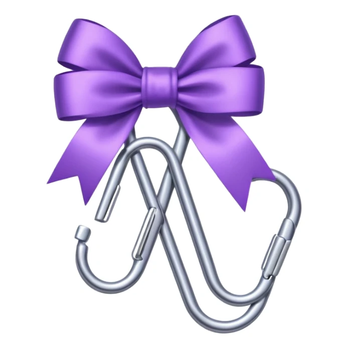 one silver paper clip with a purple bow in the middle sticker