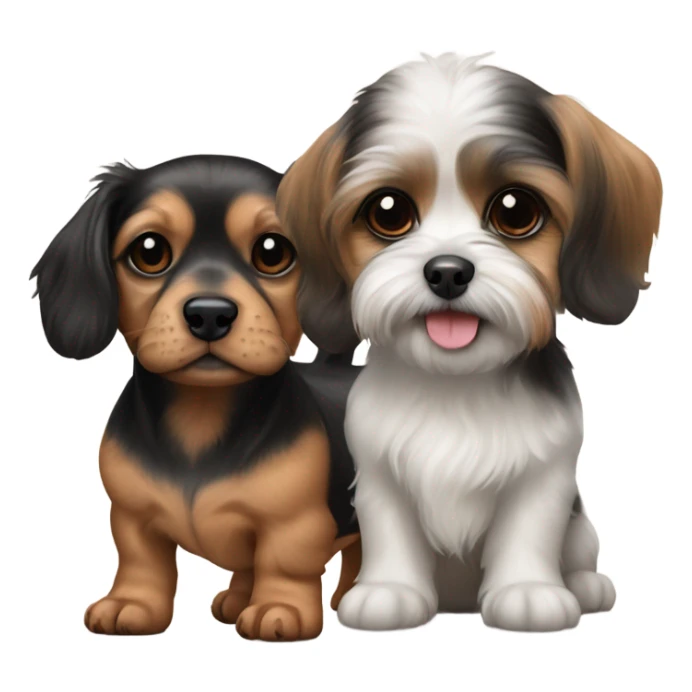 Dachshund and shih tzu puppy together sticker