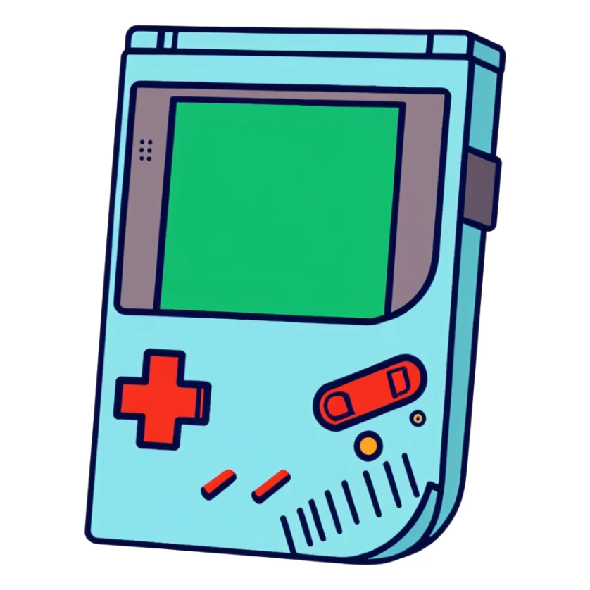 Super Mario playing a Game Boy, cartoonish sticker style sticker
