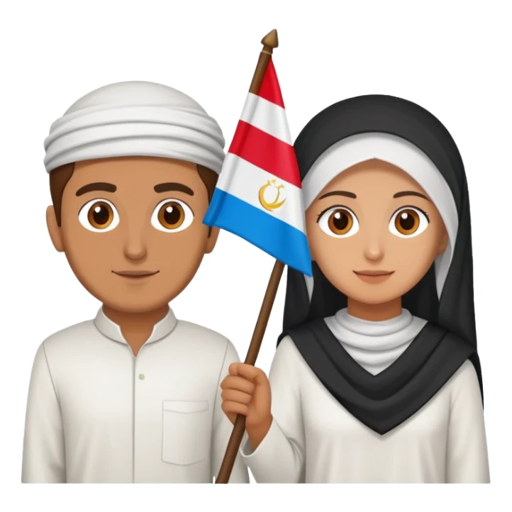 A men and women holding a Druze flag sticker