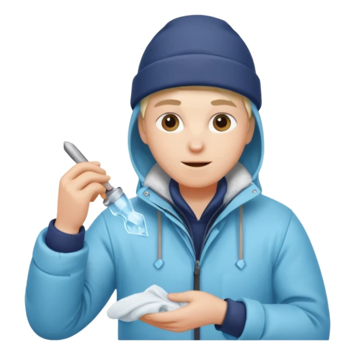 Sculptor polishing with cloth,Ice Sculptors. sticker