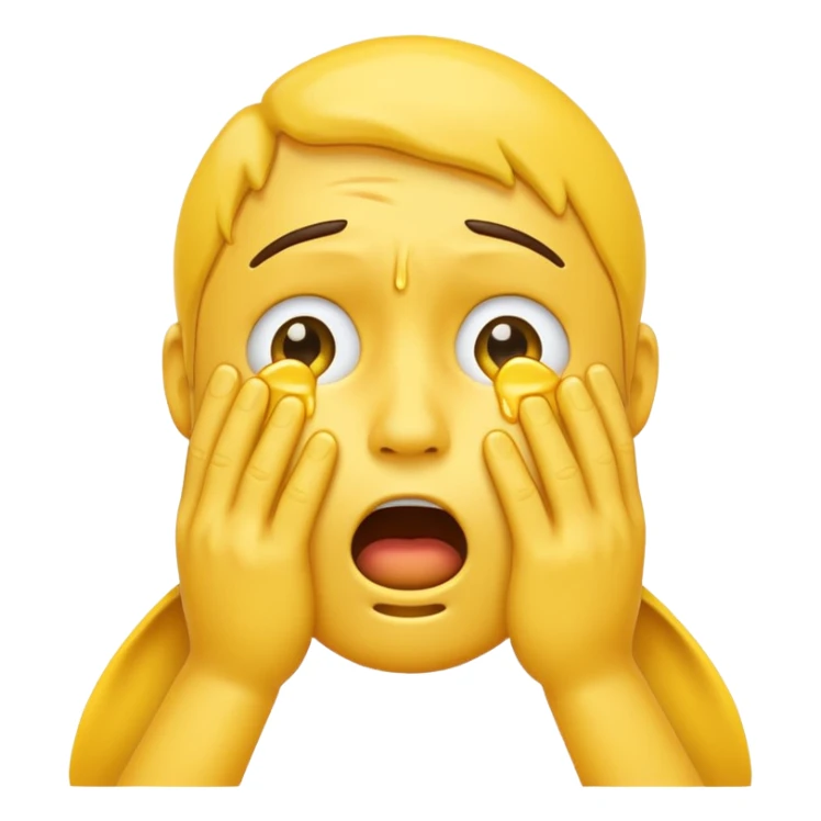 A shocked emoji cryying with his hand sticker