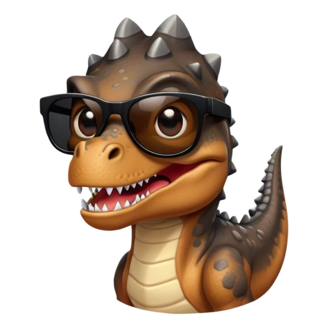 face of a dinosaur with total black sunglasses on sticker
