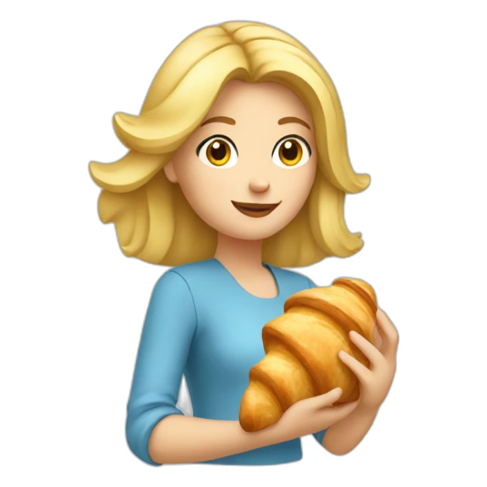 French Blond Girl Holding a Croissant sticker