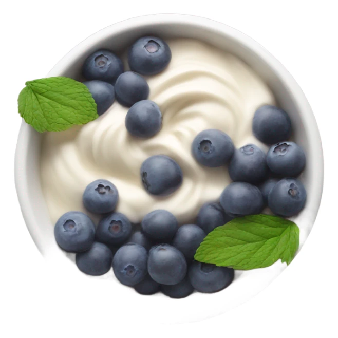 White acai bowl with blueberries , view from top sticker