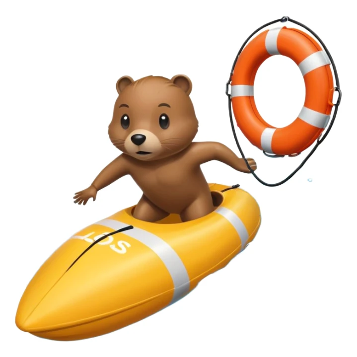 A focused beaver swimmer wearing a racing suit, diving past a floating buoy.


 sticker