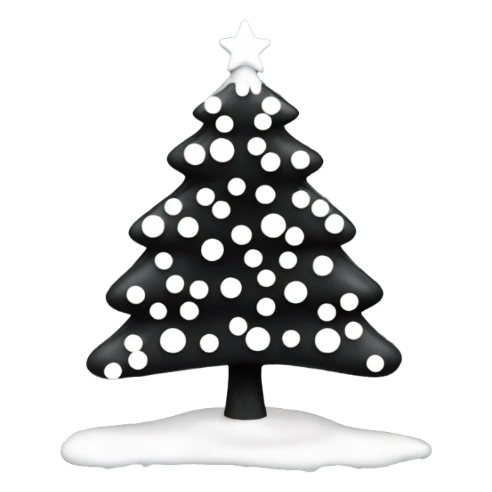 Black Christmas tree with white ornaments  sticker