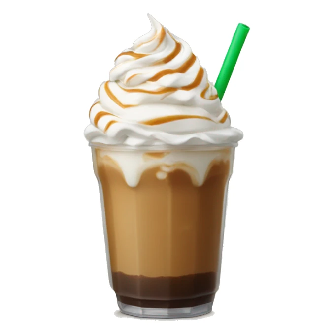 Iced Caramel coffee with whip cream and green straw  sticker