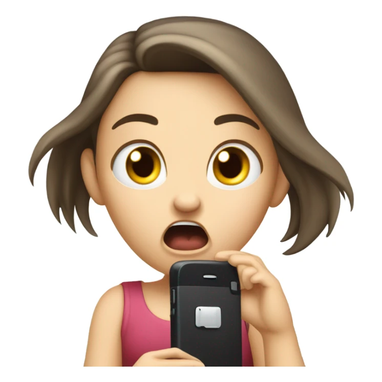 Pale brunette Girl screaming at phone  sticker