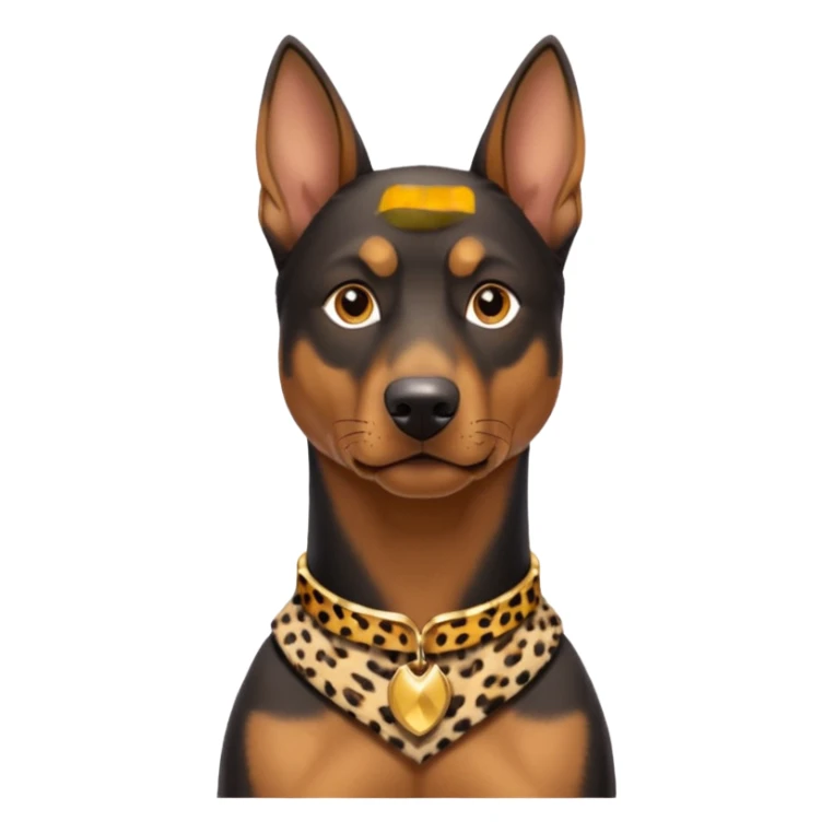 Doberman German shepherd mix with a cheetah collar on sticker
