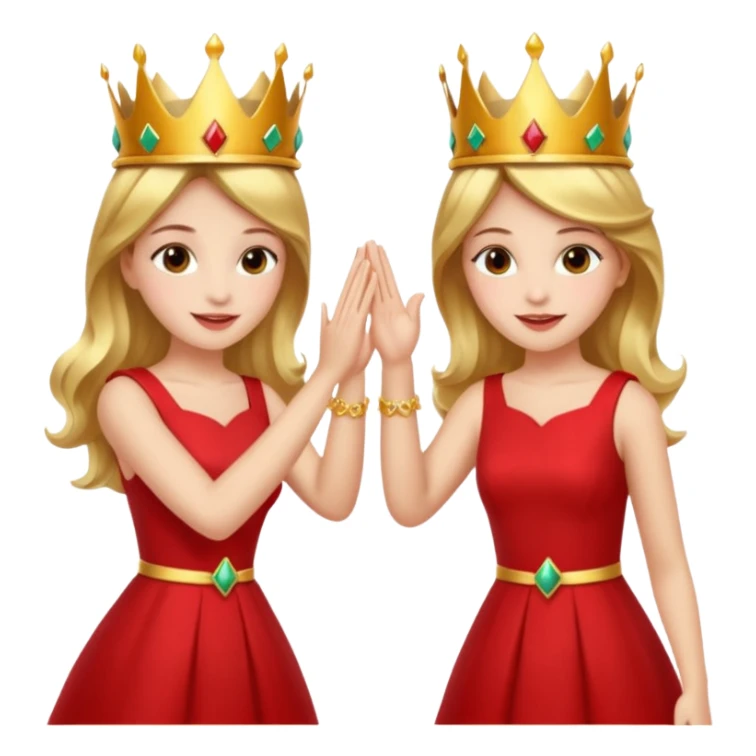 Two women wearing crowns and identical outfits giving each other a high five. sticker