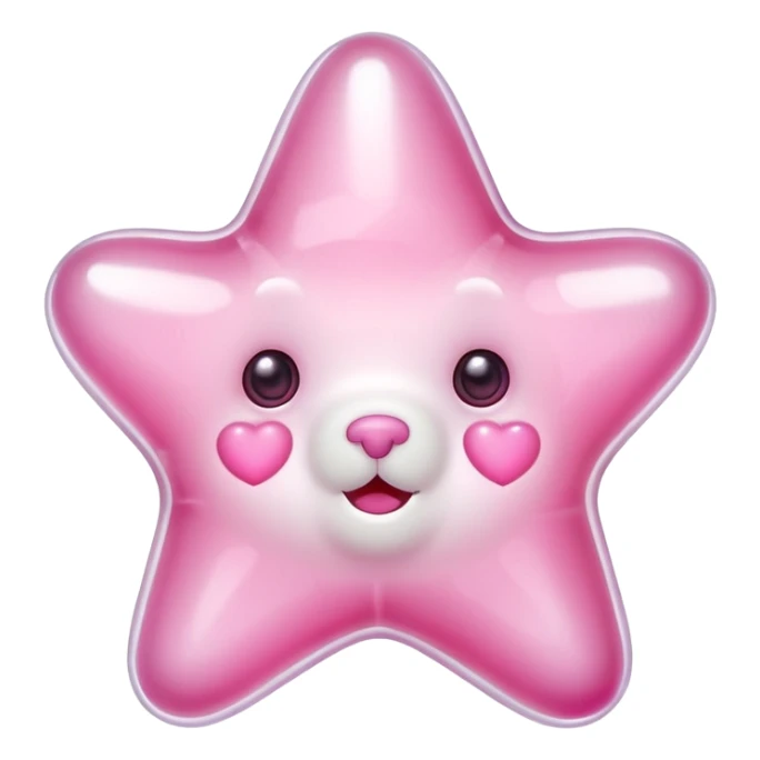 White jelly bear in the shape of a [unclear] with large pink heart-shaped eyes sticker