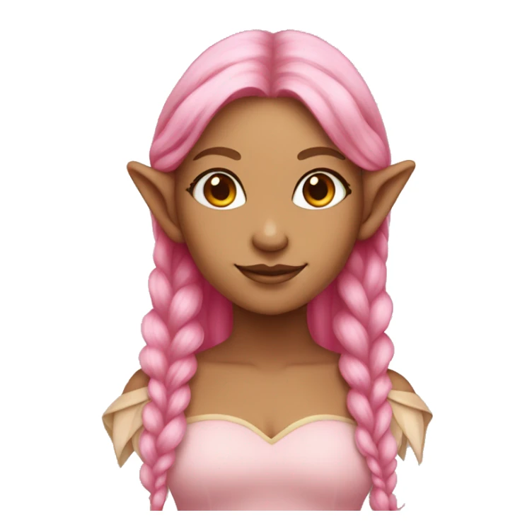 tan-skinned elf girl with pink hair sticker