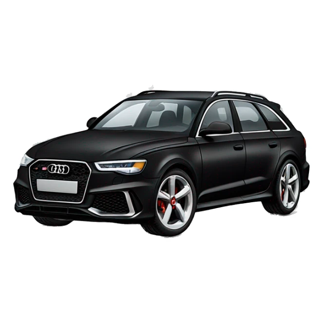 Goat in puffy black coat driving Audi 2024 RS6 sticker