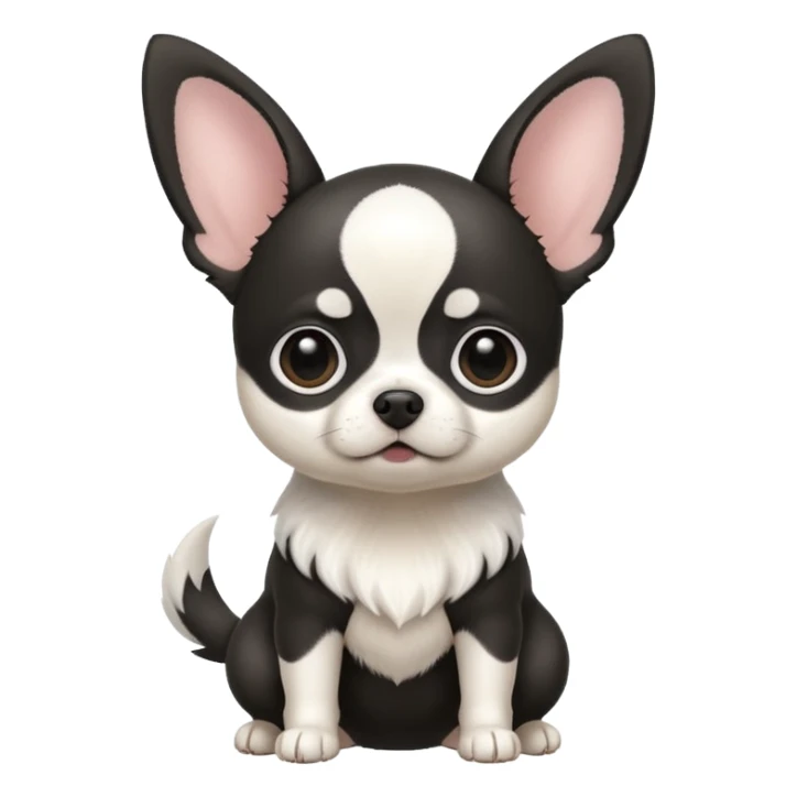 Full White and black Chihuahua - tiny, chubby and big ears. Full body sticker