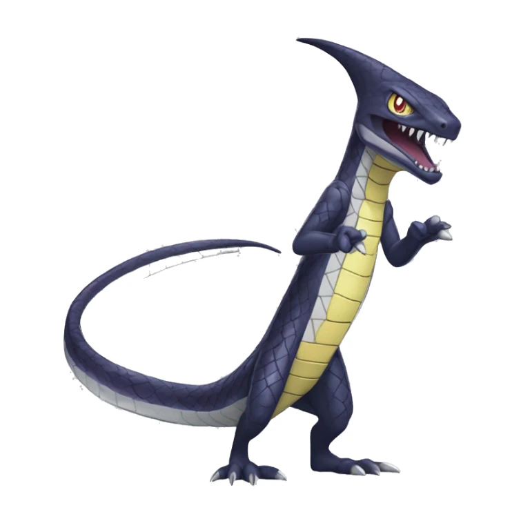 Cool Edgy Seviper-Sharpedo-Gabite Fakémon Digimon with Edgy markings, full body, outlined sticker