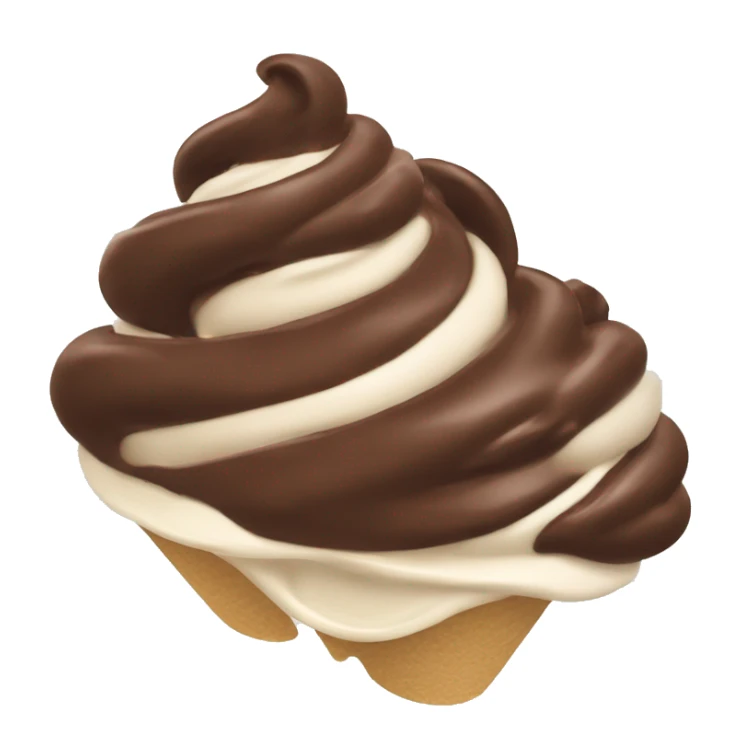 A big swirl of chocolate soft-serve once cream with flies buzzing around it sticker