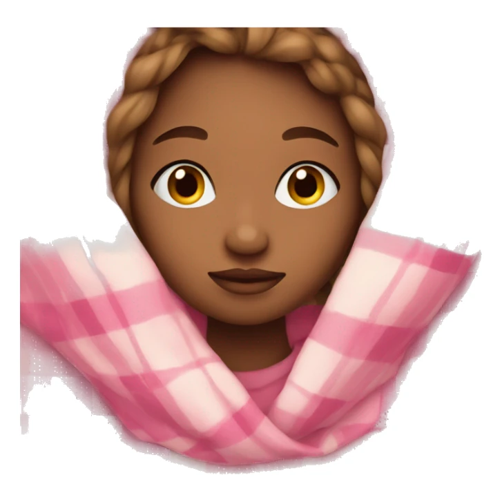 girl snuggled in plaid pink blanket sticker