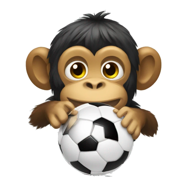 Make a monkey in Brazil national team soccer gear playing with a soccer ball. The monkey's face should be sad and crying with tears. sticker
