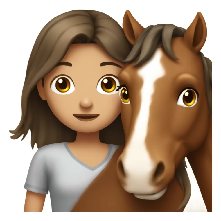 Girl hugging brown horse with white spots  sticker