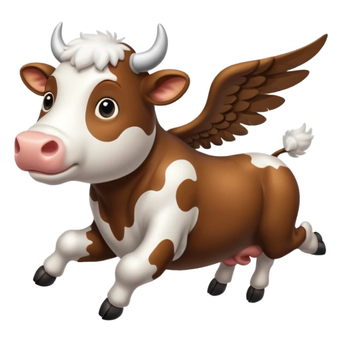 a flying cow with wings named maxim sticker