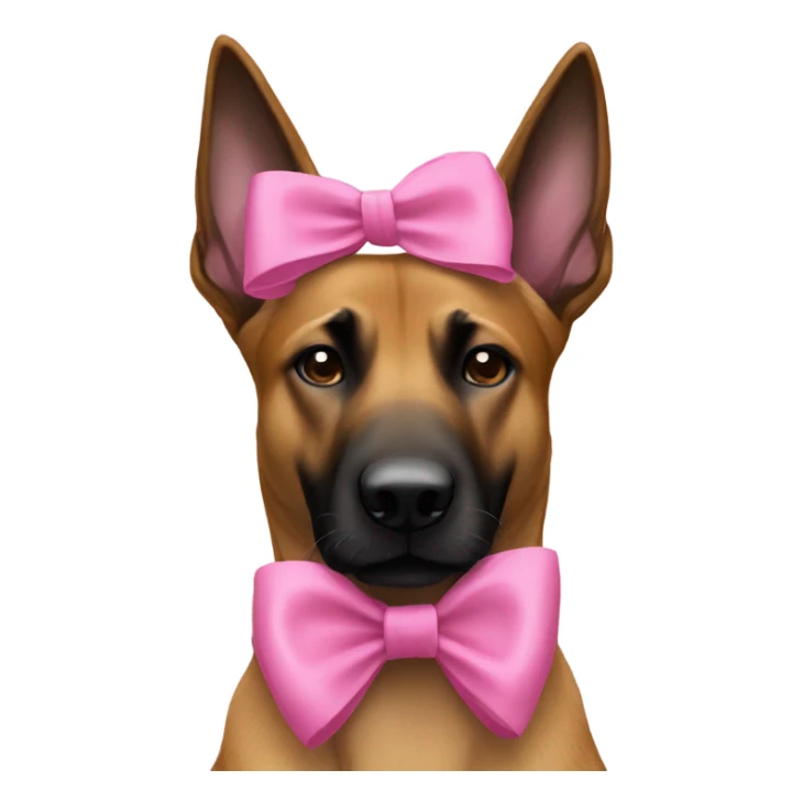 Belgian malinois dog with pink bow on head sticker