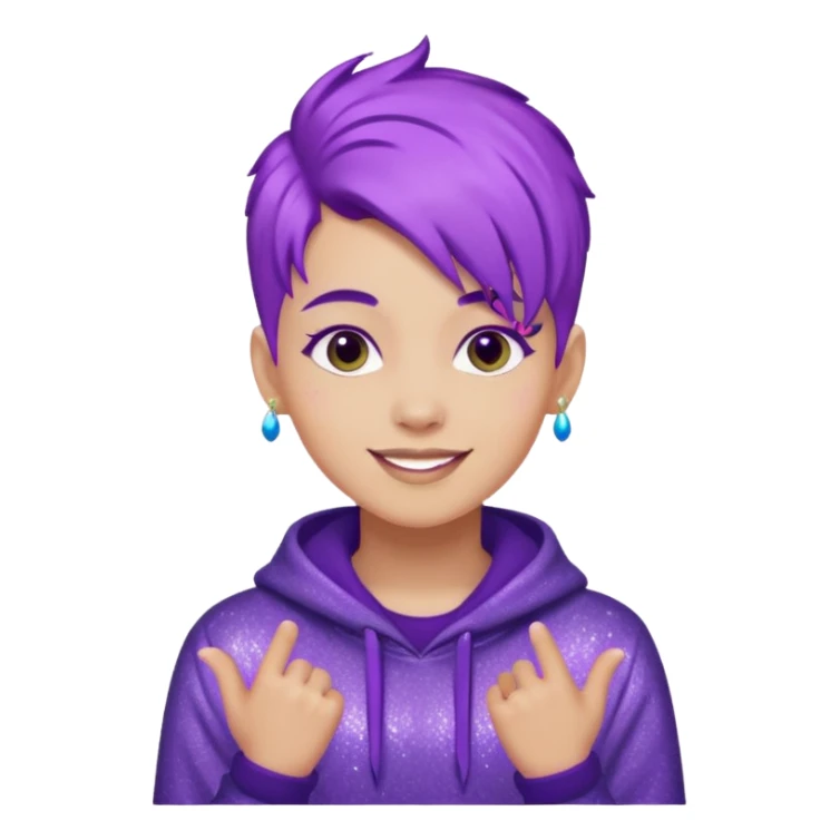 glitter purple gamer non-binary happy purple hair sticker