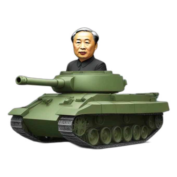 President Mao riding a tank sticker