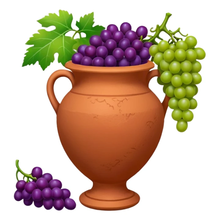 terracotta vase with grapes next to it sticker