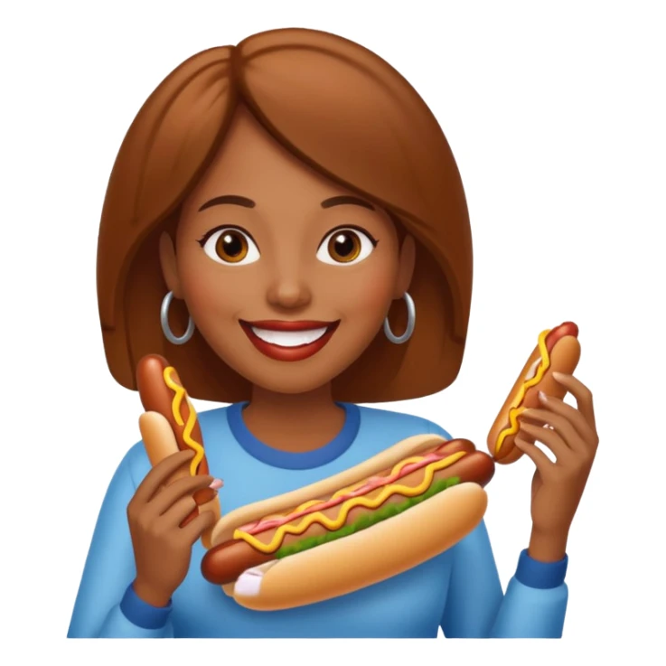 black woman eating hot dog  sticker