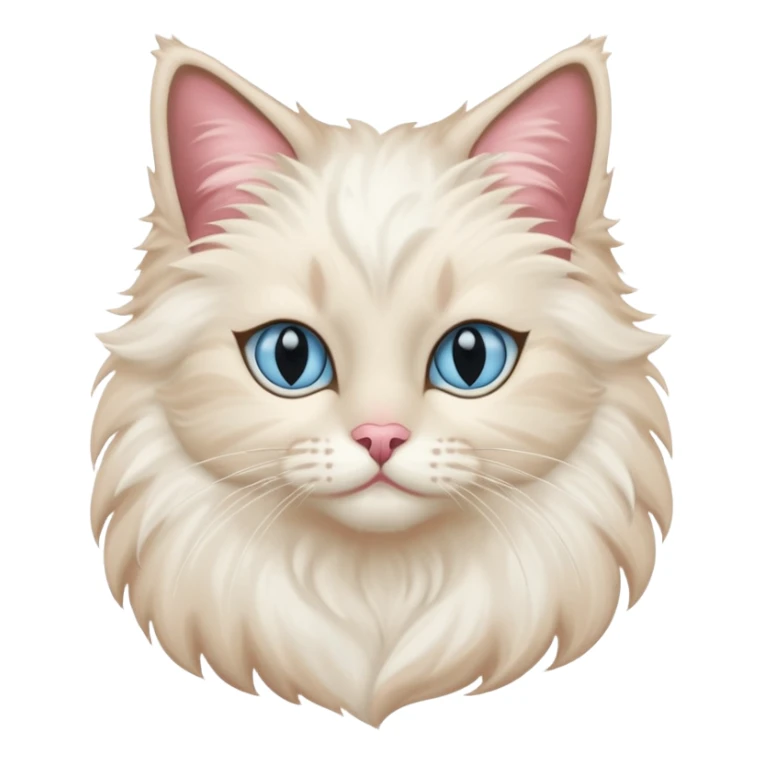 Neva masquerade cat, very fluffy, with pale blue eyes and rose nose sticker