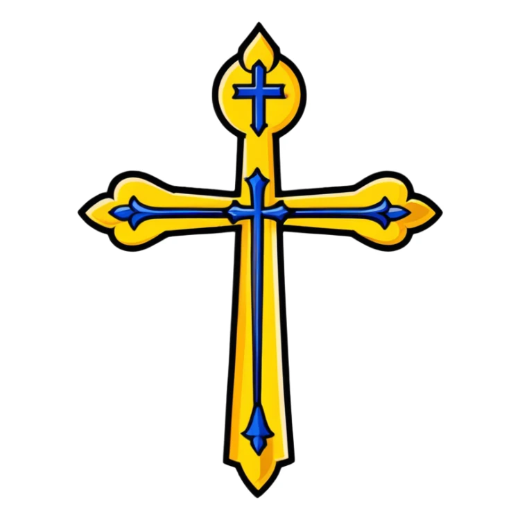 religious saint emblem with cross and golden details sticker