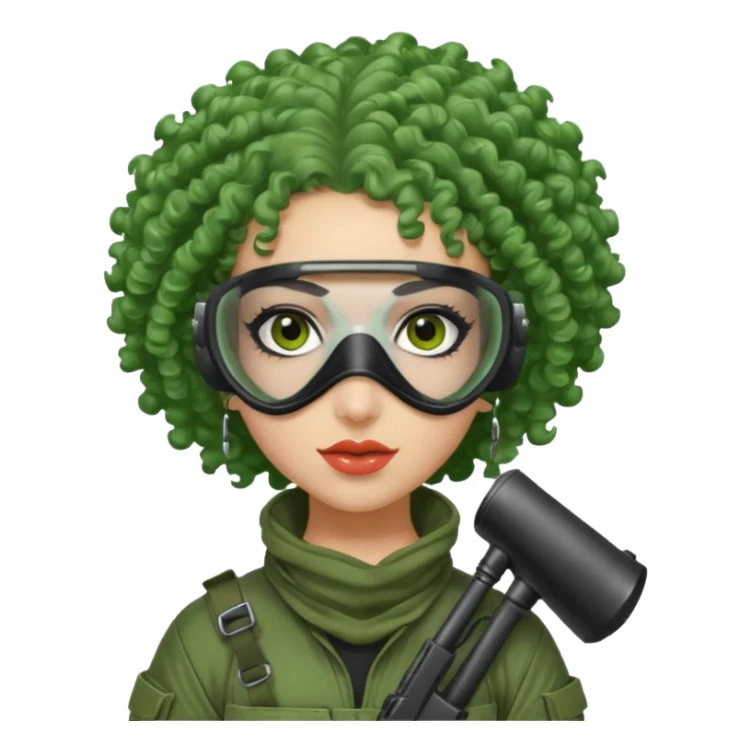 green curly haired painitball player with big earrings sticker